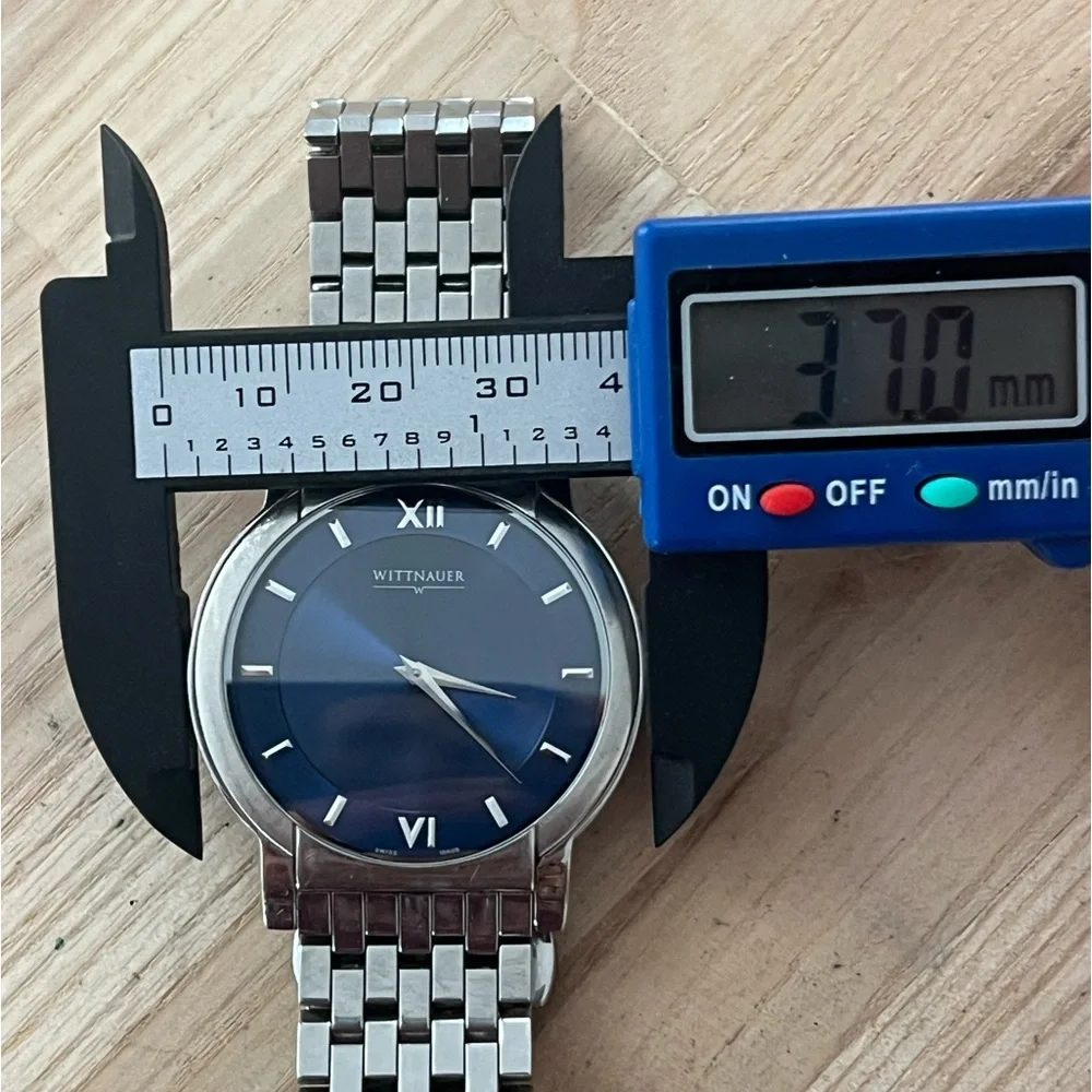 Wittnauer Longines Rare Men’s Watch Large Blue Dial Stainless Weave Bracelet